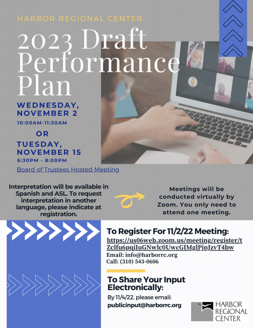 Flyer with picture of laptop screen with dates for performance plan meetings in November.